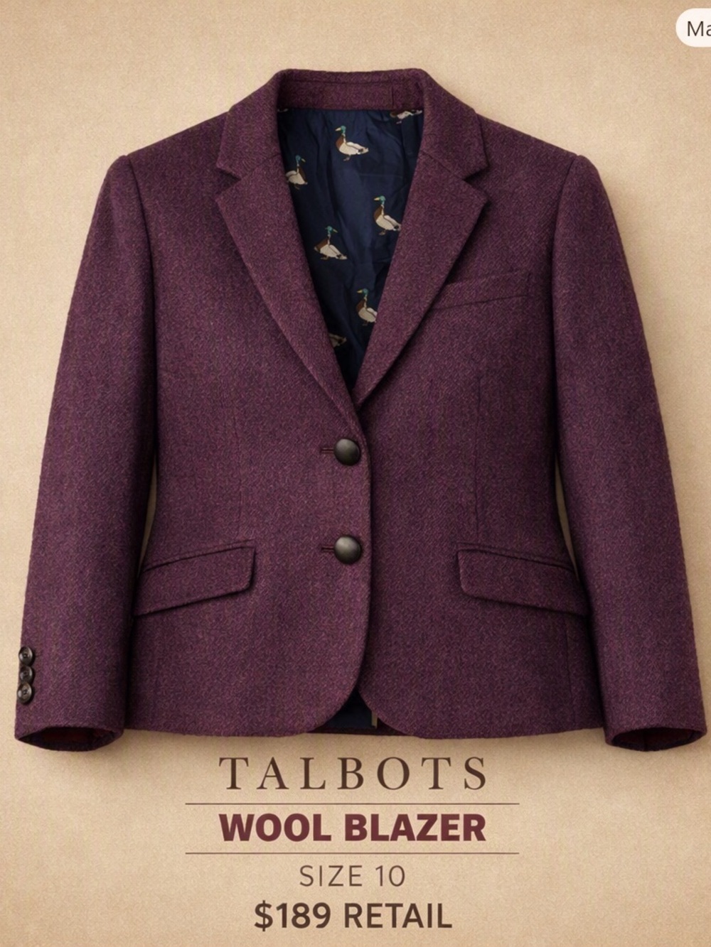 Plum Talbots Blazer – Seasonal Heritage Upgrade - Size 10